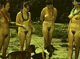 Retro porn video featuring retro women with animal fetish