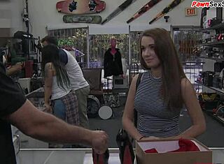 Sensual Russian babe gets down and dirty at the pawn shop